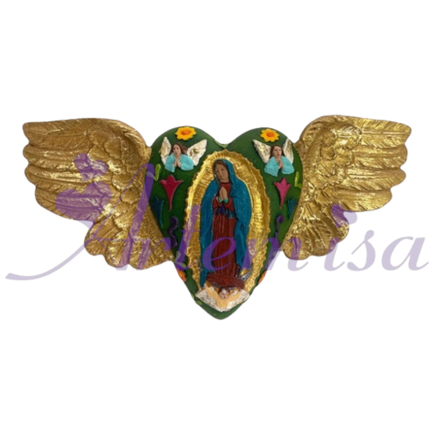 Corazón Alas Guadalupe Colgar