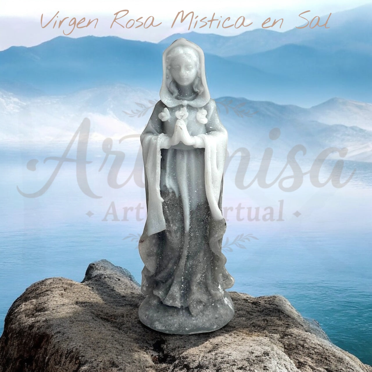 Virgen Rosa Mística en Sal de Zipaquirá - Cristal Sagrado Colombiano