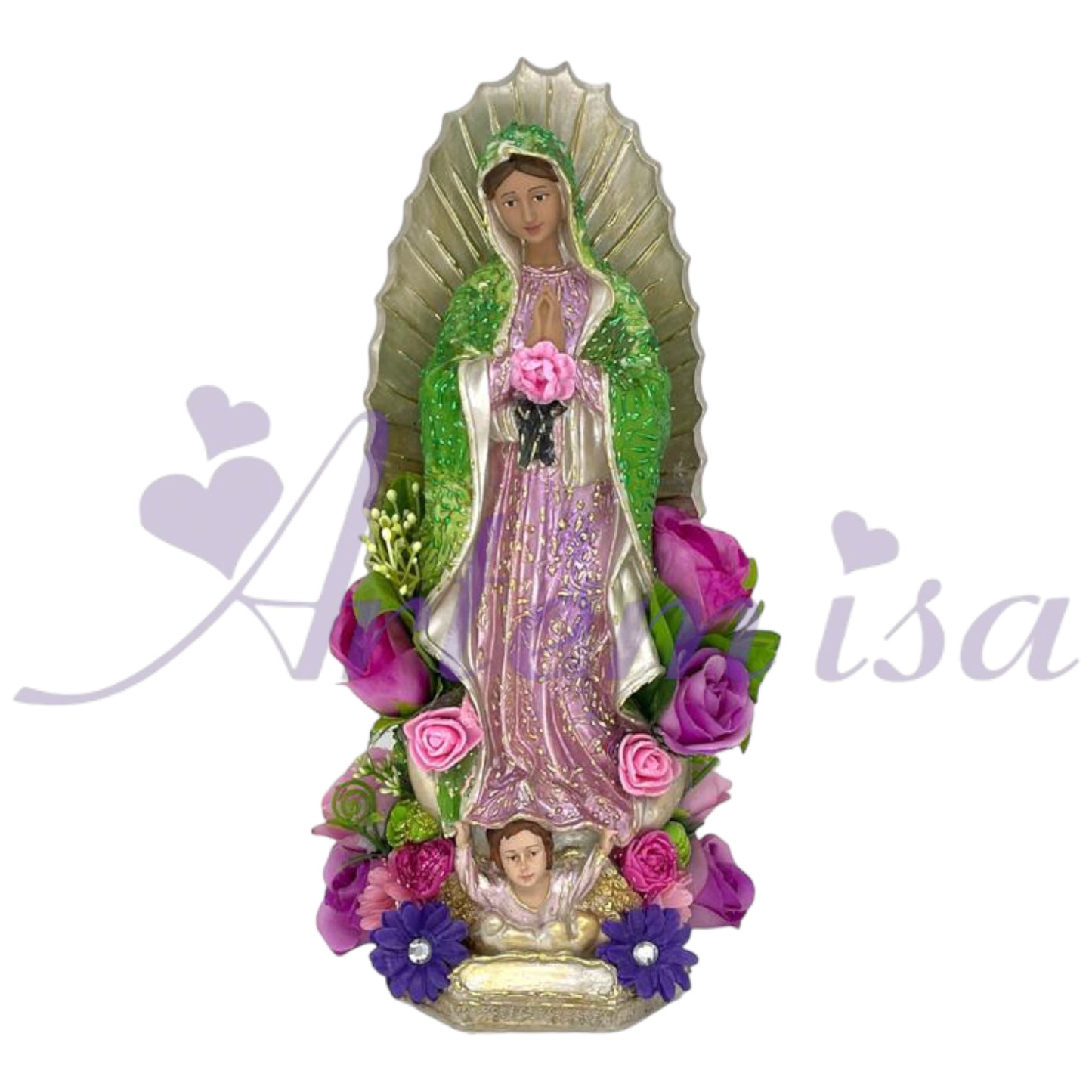 Virgen Grande Guadalupe Con Flores