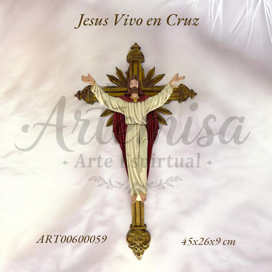 Jesus Vivo En Cruz 45cm